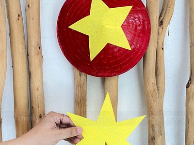 Sao nỉ Vàng dán Nón lá trang trí [4 Size] SET-DIY-07